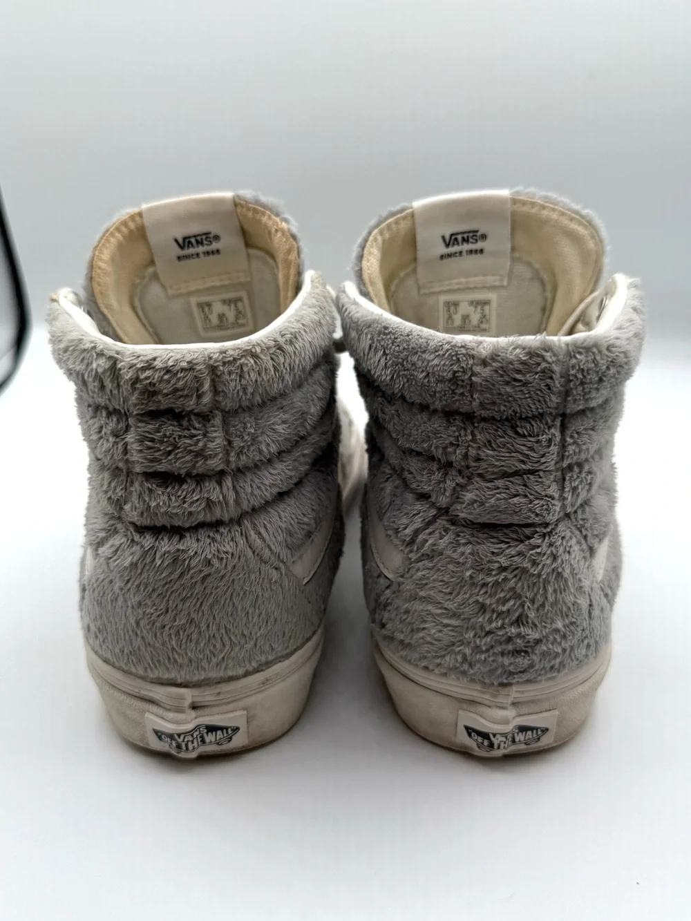 Rare Vans Sk8-Hi Fluffy Sherpa Fleece Grey High Top Shoes Womens 7.5 Men’s 6
